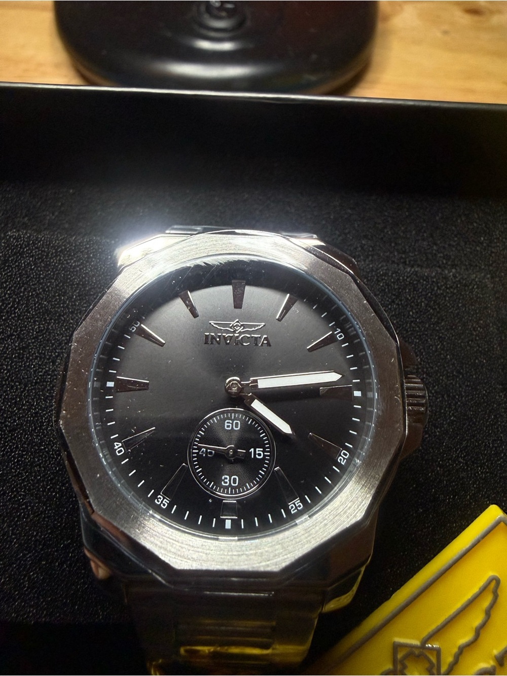Invicta Men's Black Dial Silver-Tone Stainless Steel Watch